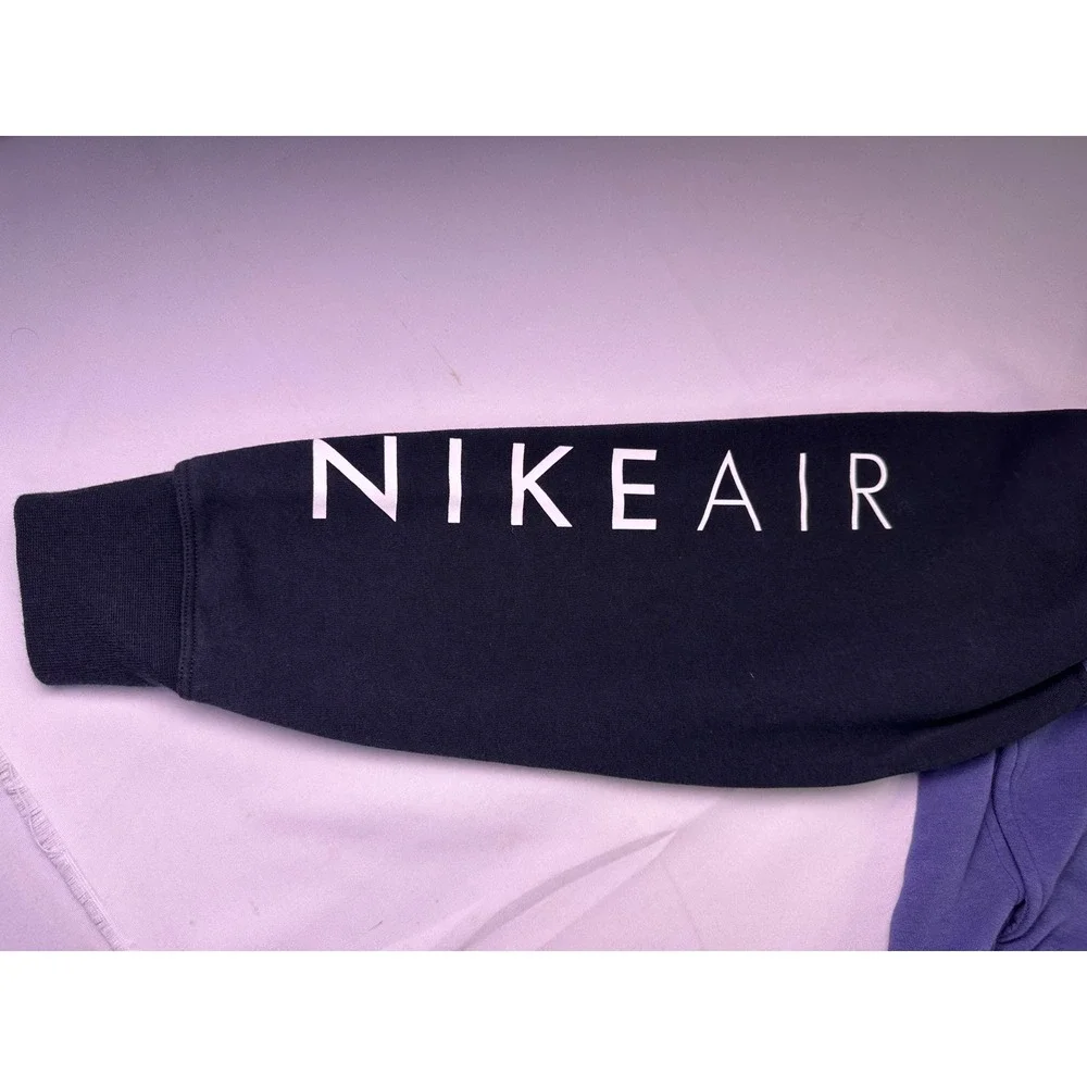 Nike Air Women's Full Zip Colorblock Hoodie Purple White Black Spellout Size L‎